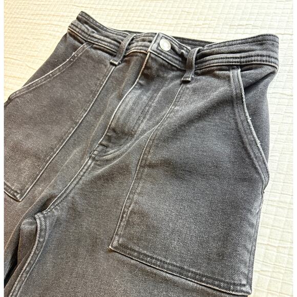 Pistola High Rise Wide Leg Distressed Black Jean Size 26 - Picture 2 of 5